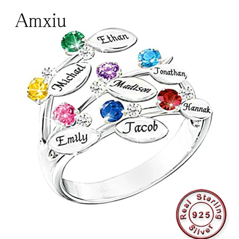 Birthstone Ring Set - Amxiu – bague personnalisée en argent