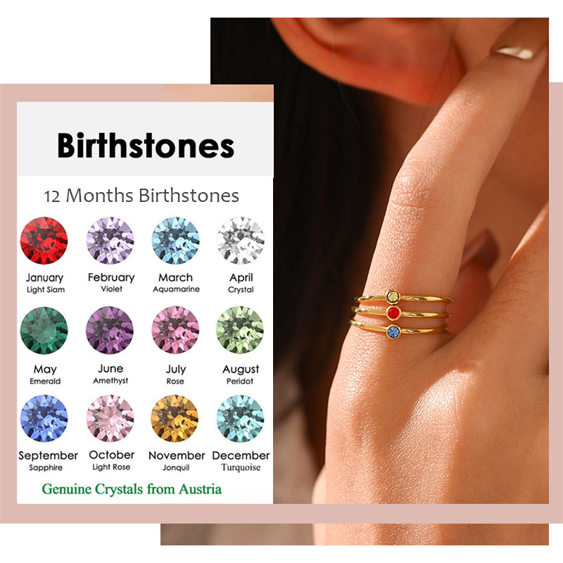 Bague en acier inoxydable avec - Birthstone Ring Set avis et prix