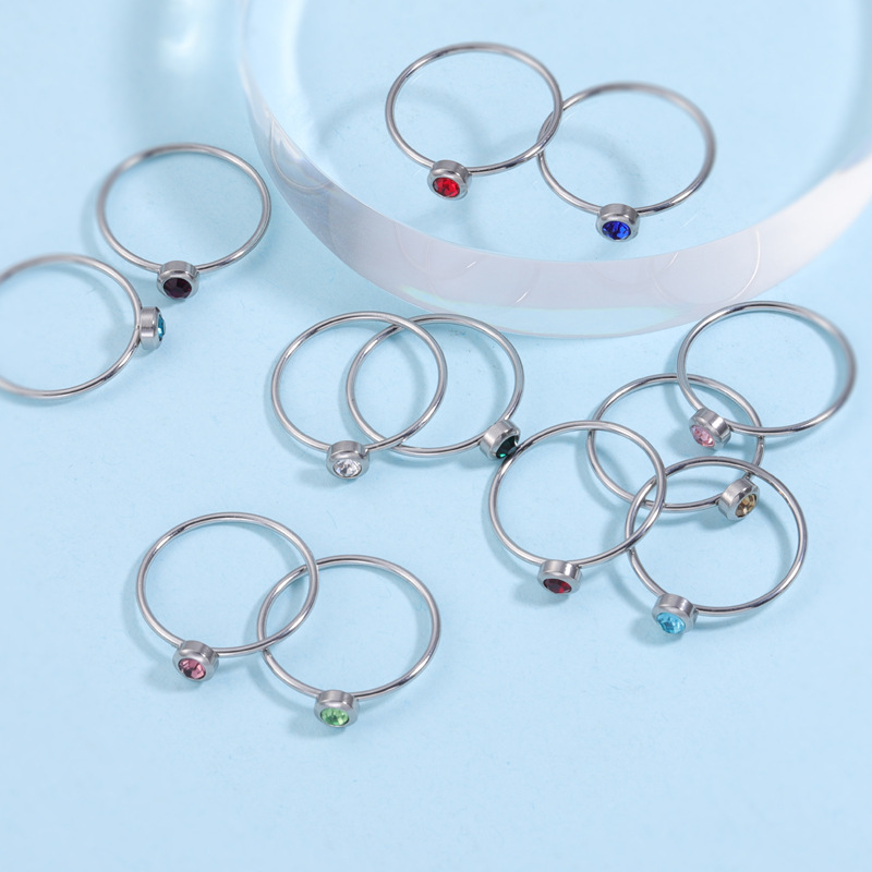 Bague en acier inoxydable avec - Birthstone Ring Set avis et prix