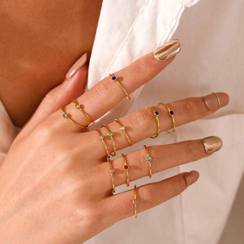 Bague en acier inoxydable avec - Birthstone Ring Set avis et prix