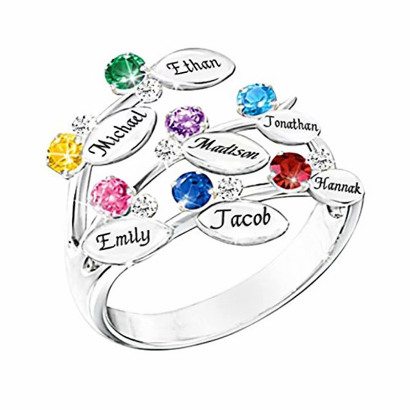 Amxiu – bague personnalisée en - Birthstone Ring Set avis et prix